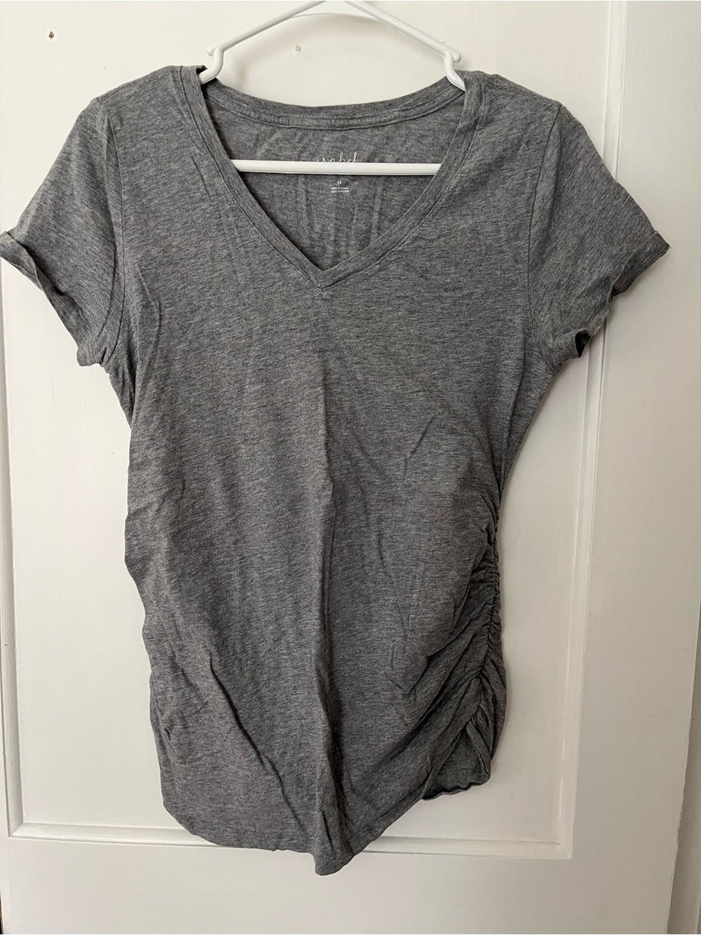 Isabel Maternity by Ingrid & Isabel Gray V-Neck Short Sleeve Top